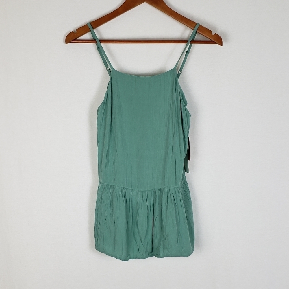 NWT Green Mossimo Crepe Cami Top With A Flowy Peplum Design Size XS